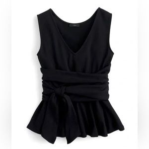 J. Crew Sleeveless Tie-Waist Peplum Top